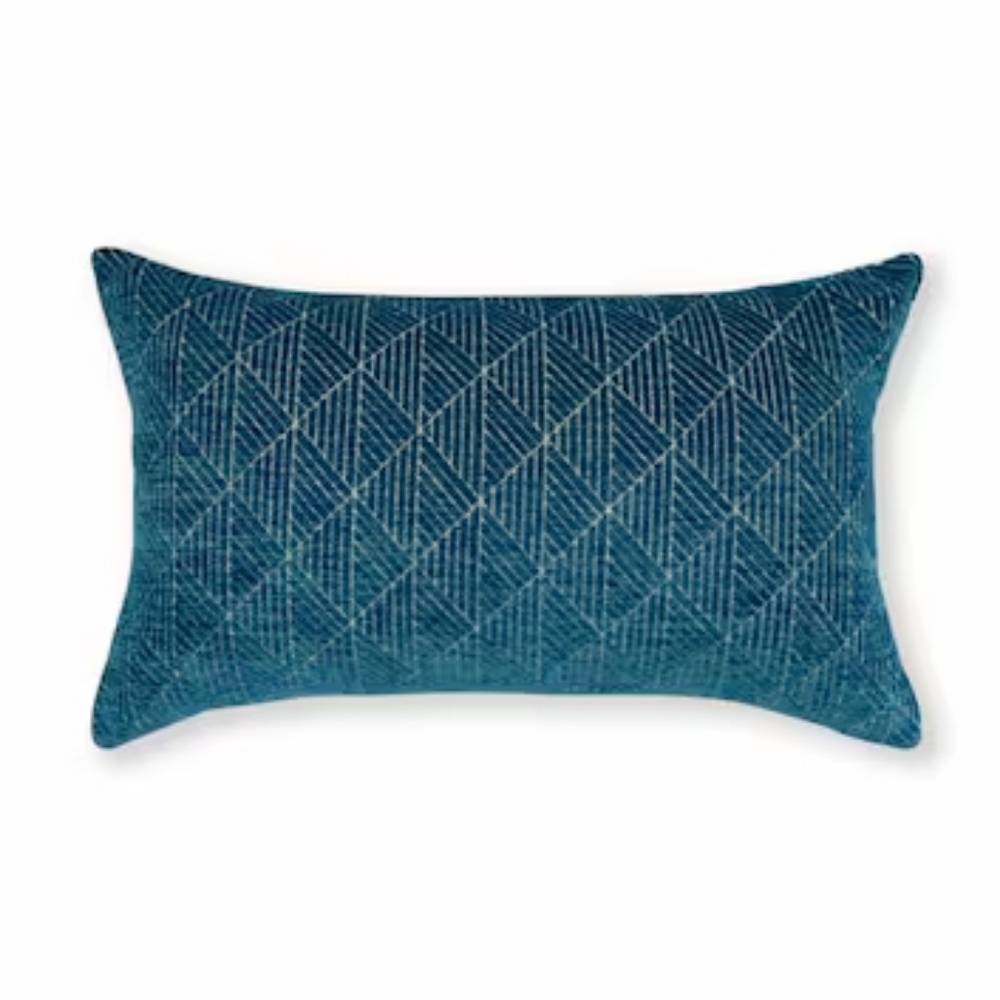 FRESHMINT Geometric Chenille Pillow Cover — 14x24 — Teal (Insert NOT Included)